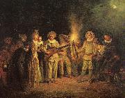 WATTEAU, Antoine The Italian Comedy oil painting